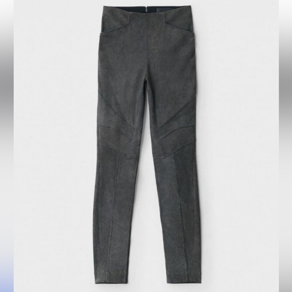 rag & bone Simone Moto Dark Gray Suede Pants. Women's Size: 8.